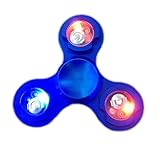 DSSY LED Tri Spinning Hand Fidget Toys EDC ADHD Finger Spinner Toys Time Killer for Kids Adults (K Blue)