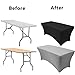 Melaluxe 2 Pack Rectangular Stretch Table Cover, Fitted Spandex Tablecloth for Standard Folding Tables (6FT, Black)