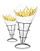 2-Piece METAL French Fry Stand Cone Basket Holder for Fries Fish and Chips and Appetizers (BLACK)