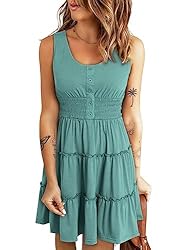 Dokotoo Women's Casual Dress Button Up Sleeveless