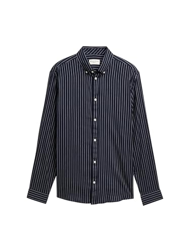 TOM TAILOR Camicia da Uomo, 38500 - Strisce Blu Navy, XS