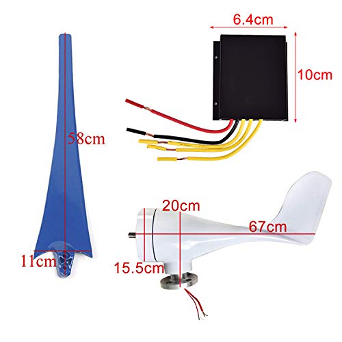YiiYYaa 800W 5 Blades DC12V Horizontal Wind Turbine Generator Wind Turbines Energy Generator with Wind Charger Controller (Without Bracket) (12V) - Thumbnail 3
