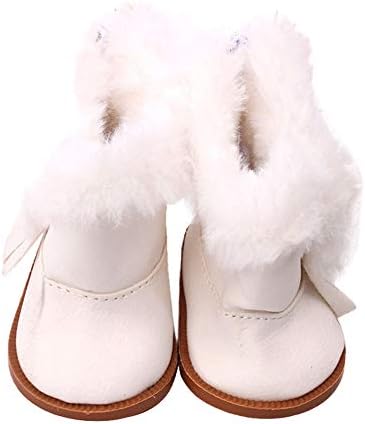 Maonet for American Girl Doll Boots, Winter Glitter Doll Shoes for American Doll 18 Inch Accessory Girl's Toy,Creative Gift for Girls (White)