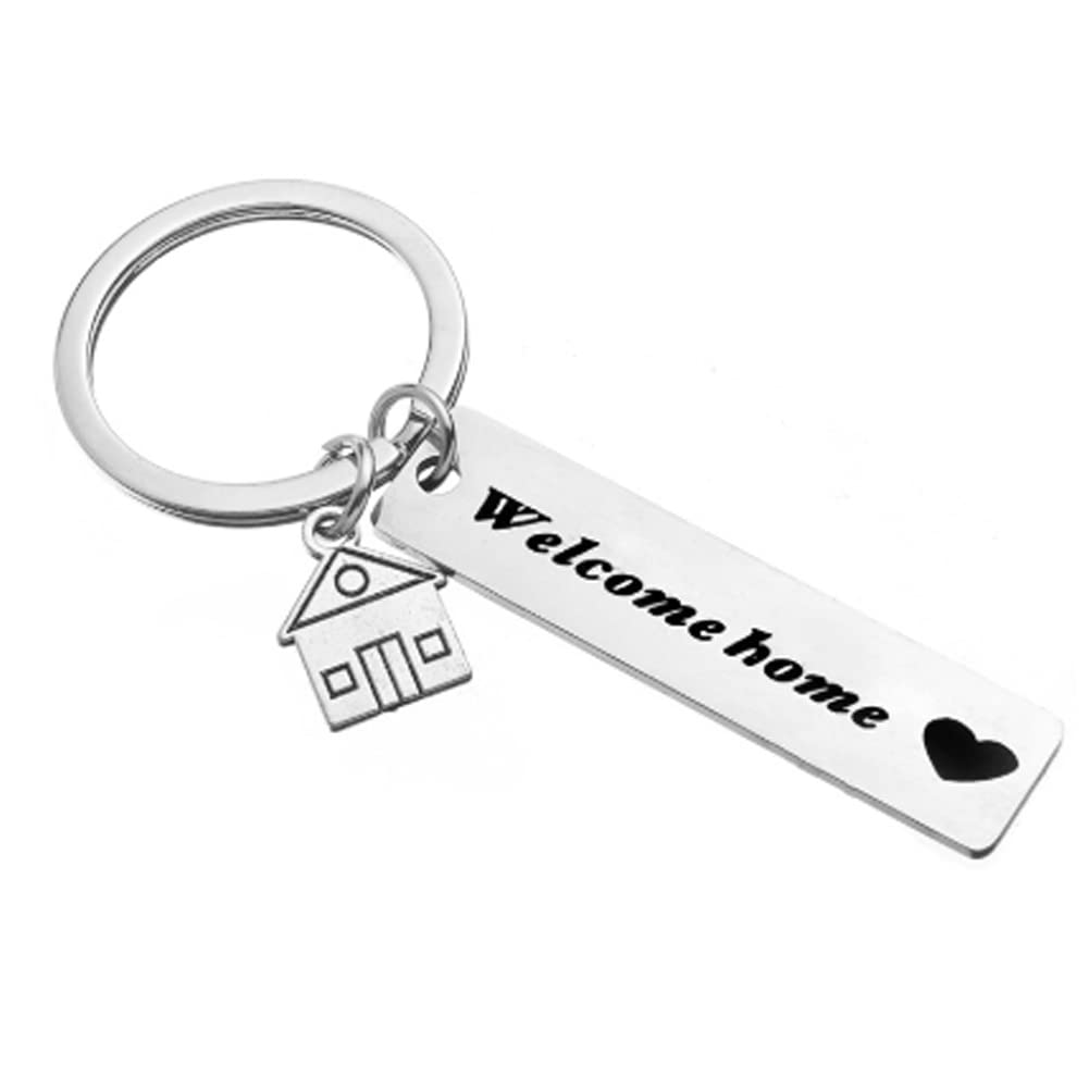 ARFUKA Engraved Welcome Home Keyring - Stainless Steel Keychain for Men Women, Durable Key Chain Key Ring, Ideal Housewarming Gift Daily Use Key Accessory