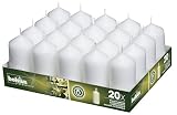 BOLSIUS Tray of 20 White Pillar Candles - 18 Hours Burning Time Candle Set - 2-inch x 4-inch Dripless Candle - Perfect for Wedding Candles, Parties and Special Occasions