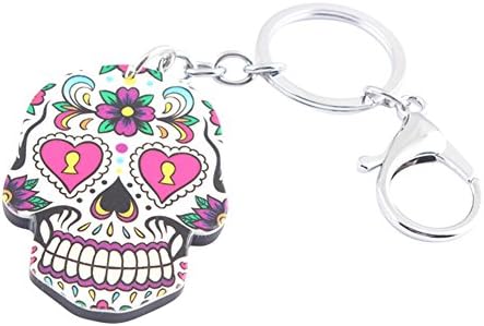 New Vintage Trinket for Car Skull Alloy Acrylic Keychain Keys Ring Jewelry C165 (white)