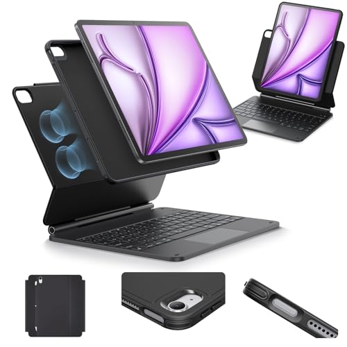 ESR 【Upgraded】 iPad Air 13" (M4/M3/M2, 2026/2025/2024) Hülle mit Tastatur, Tastaturhülle mit Einzustellendem Magnetständer, Hoch-/Erhöhter Modus, Abne
