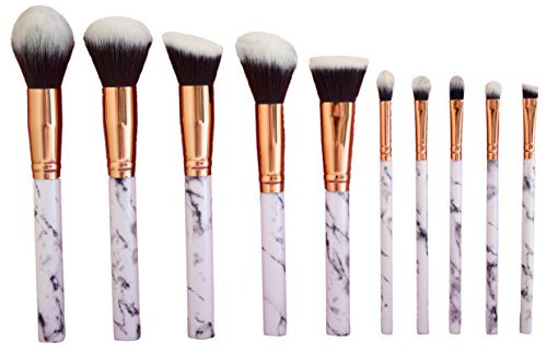 Professional makeup brushes set 10pcs with white marble look makeup brush handle