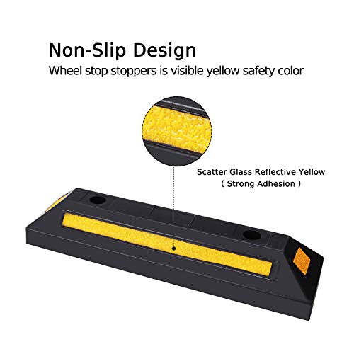 F COME 2 Pack Heavy Duty Rubber Parking Block Parking Curb Wheel Stop