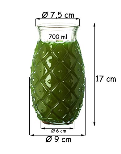 BigDean 4x XXL Trinkgläser im Ananas-Look 700 ml - Made in Spain - Aus 100% Recycling-Glas - Gläser-Set für Sommer… – Bild 4