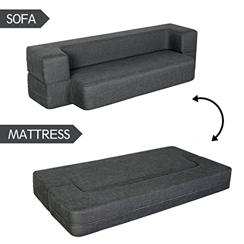 MAX WOTU 8 Inch Folding Bed Couch, Fold Out Couch Sofa Bed Memory Foam