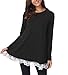 Mounblun Women Lace Long Sleeve Tunic Top Blouse With Pockets (X-Large, Black)