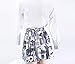 My Sky Women 3D Ahegao Print Stretchy Flared Pleated High Waist Skirt Casual Mini Skirt Black and White