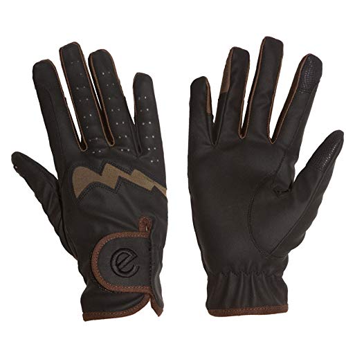 eGlove eQUEST GripPro LITE - Lightweight Horse Riding Gloves (Black/Chocolate Brown, XX-Large)