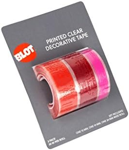 BLOT Printed Clear Decorative Cellophane Tape, Orange/Pink - 3 pk