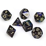 Chessex CHX27499 Dice-Lustrous Shadow/Gold Set