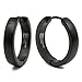 Stainless Steel Curved Face Round Hoop Men Earrings Brush Black 20mm