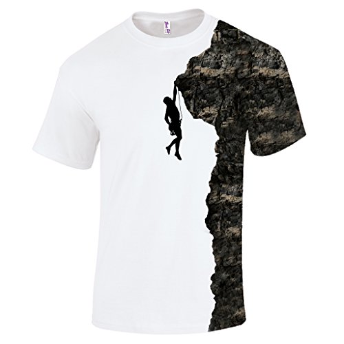Men's Silhouette Rock Climber Climbing Scrambling Sport T Shirt White L