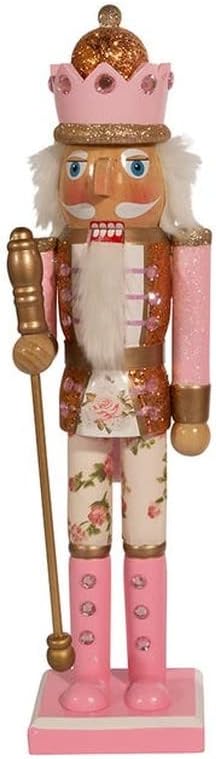 Nutcrackers - Kurt S. Adler Boho Chic King Nutcracker, 15-Inches, Pink