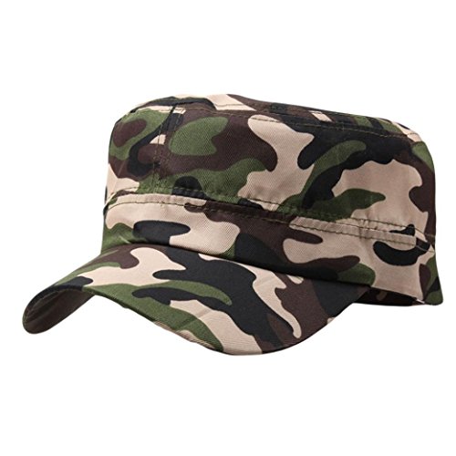 Tpingfe Outdoor Camo Tactical Plain Vintage Army Military Cadet Style Cap Hat Adjustable (E)