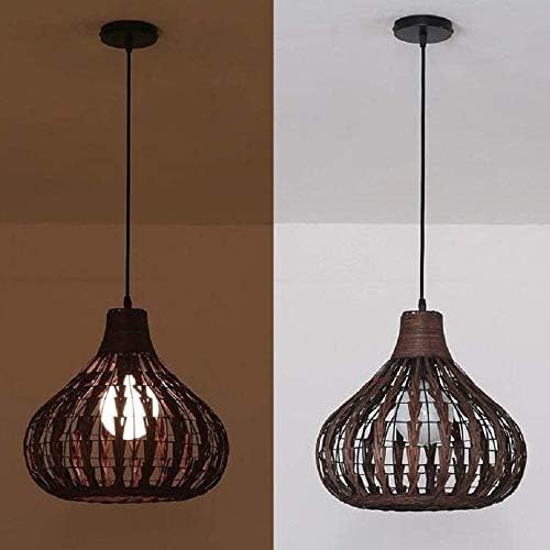 Xigeapg Natural Bamboo Chandelier Diy Wicker Rattan Lamp Shades Weave Hanging Light Does Not Contain Bulbs