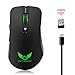 Rechargeable USB Wireless Mouse - Povee GM04 Optical Ergonomic Mice with 6 Buttons 7 Colorful Breathing Light for laptop mac and pc computer