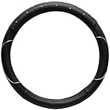 OxGord® Faux Leatherette Studded Rhinestone Crystal Bling Steering Wheel Cover, Universal 15 inch