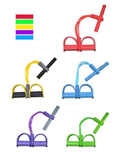 Multifunction-Leg-Exerciser-Sit-up-Bodybuilding-Expander-Elastic-Pull-Rope-Training-Equipment-4-Tube-Elastic-Sit-Up-Pull-Rope-with-Foot-Pedal-Abdominal-Exerciser-Fitness-Yoga-Equipment-Red