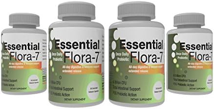 Essential Flora-7 Probiotic 700mg with L Acidophilus for Intestinal Health (30 Time Release Caps) 4 Months