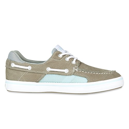 XTRATUF Finatic II Women’s Leather Deck Shoes, Gray & Blue (22310)