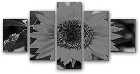 ひまわり 花 7328 白黒 5枚 パネル 驚きの値段 アートパネル 軽くて取り付けやすい 現代壁の絵 壁掛け部屋飾り背景絵画 装飾 木枠付きの完成品 キャンバス写真 壁アートしゃしん