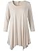 LARACE Women Plus Size 3/4 Sleeve Tunic Tops Loose Basic Shirt(2X, Beige)