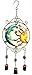 Bejeweled Display Moon and Sun Faces w/Stained Glass Wind Chimes Bell