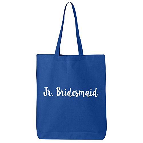 Jr. Bridesmaid Cotton Canvas Tote Bag in Royal - One Size