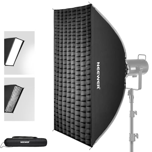 NEEWER 24"x35" Quick Setup Foldable Rectangular Strip Softbox Bowens Mount with Diffusers/Honeycomb Grid/Bag, Compatible with Godox Aputure 120d Video Lights Q4 Studio Flash Strobes, NS16S