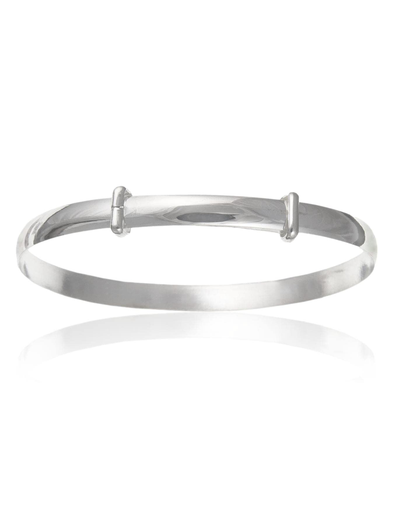 Designer Inspirations Boutique 5MM Wide Plain Polished D-Shaped Expanding/Expandable/Adjustable ID Bangle Bracelet for Baby/Child/Children/Women - 925 Sterling Silver - Size: BABY (Medium)
