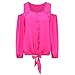 Sunward(TM) Women Fashion Deep V Collar Strapless Chiffon Long Sleeve Shirt (Large, Hot Pink)