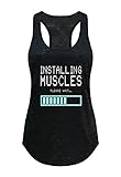 Tough Cookie's Women's Installing Muscles Print Burnout Tank Top (Large - LF, Black)