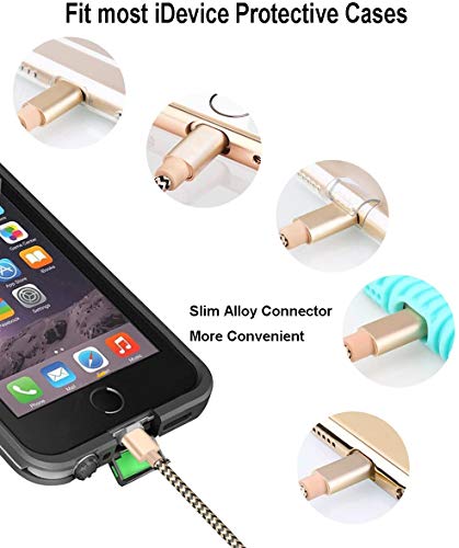 Zeuste Cable iPhone, Cargador iPhone Adaptador USB [3Pack 1.5M] de Nylon Trenzado Compatible con iPhone 11/11Pro/XS/XR/X/8 Plus/8/7/6S/6+/6, iPad y más (Dorado)