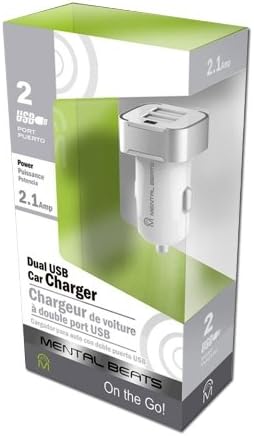 Mental Beats 591 2.1 Amps Dual USB Car Charger, Silver