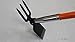 3-Prong Cultivator Hoe with Dual Heads for Weeding & Cultivating and Planting, Black, Garden Tool, Garden Hoe, Manual, American Fiberglass Handle. Assembled in USA.