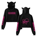 Kpop Blackpink Hoodie Cat Ear Sweater Jennie Jisoo Rose Lisa Sexy Crop Top