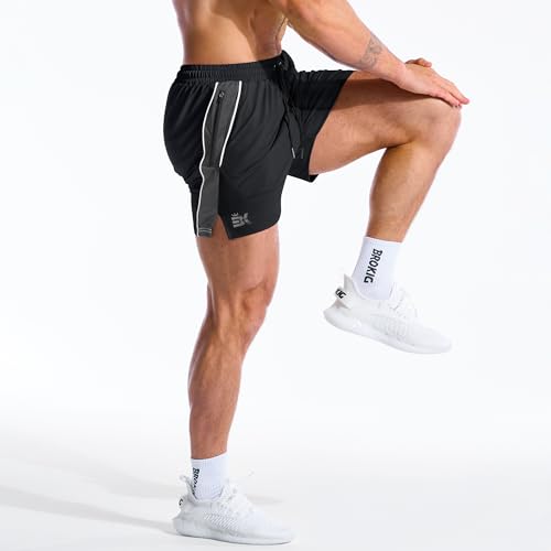 ZENWILL DRI-Armor Men's Sport Zip Shorts Running Shorts, Lightweight Gym Shorts Quick Dry