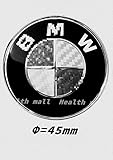 Steering Wheel Carbon Adhesive Logo Badge Fits for B M W 1 3 5 6 7 Z3 Z4 X5 X6 E46 E90 E39 E60 GT E30 E36 E46 E34 E65 E38 Black Carbon Fiber 3D Sticker(45mm)