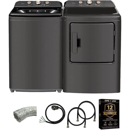 Midea MLTW41A1KIT1 Gray Top Load Washer and Dryer Pair MLTW41A1BGPR 4.1 Cu Ft High Efficiency Washer and 6.7 Cu Ft Ele