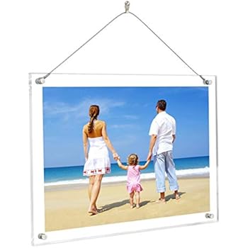 NIUBEE Clear Acrylic Desktop Picture Frame, Beveled Frameless Plexiglass Photo Photography Display with Standoff (8x10)