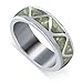 Men's 925 Sterling Silver Mother of Pearl Southwestern Style 6mm Band