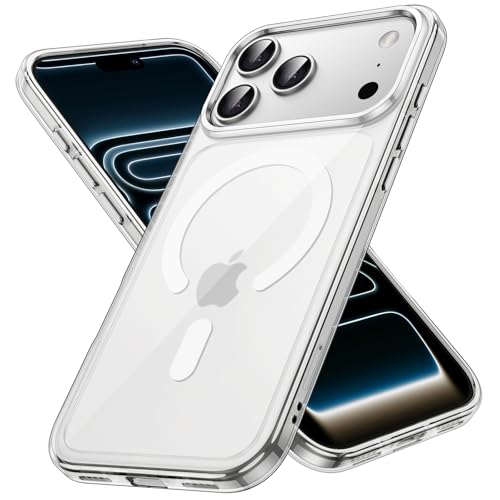 JETech Funda Magnética para iPhone 17 Pro 6.3 Pulgadas Compatible con MagSafe, Carcasa Antigolpes, Anti-Arañazos Respaldo Transparente (Transparente)