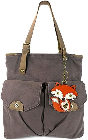 Chala Large Canvas Shoulder HandBags with Fox Coin Purse-(907 Dark Brown)