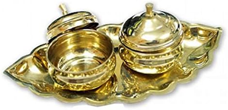 Haldi Kumkum Container Set In Brass